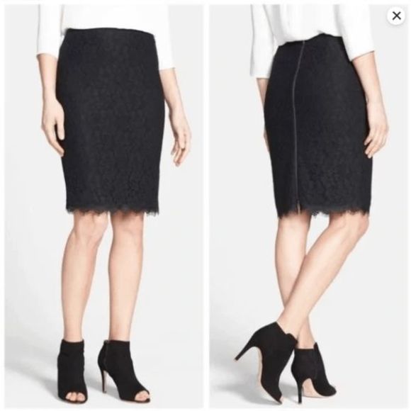 Diane Von Furstenberg DVF Black Scotia Lace Pencil Skirt, Size 12, MSRP $248 - Picture 1 of 9